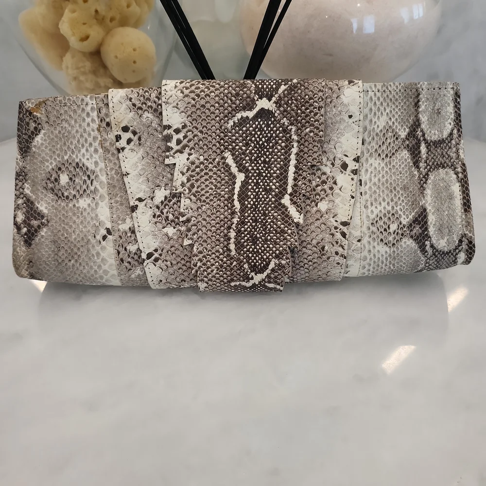 Snakeskin/ Leather Clutch Bag - Picture 1 of 9